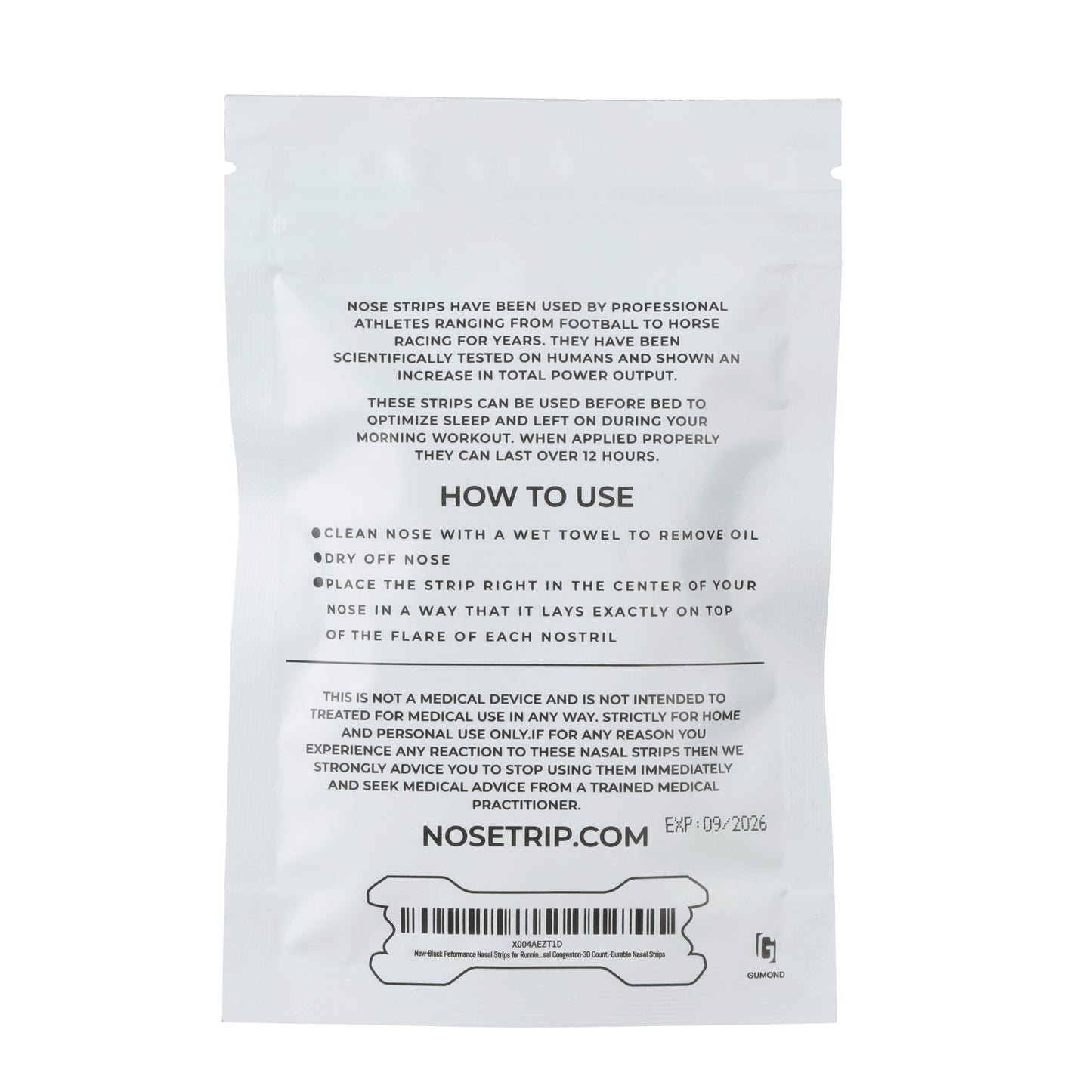 Black Athletic Nasal Strips - 30 Pack - One More